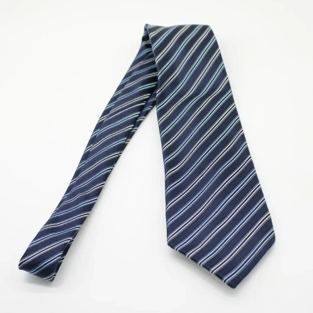 Calvin Klein Blue Striped Woven‎ Silk Tie